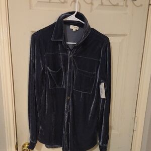 Umgee Velvet Jacket in Dark Blue